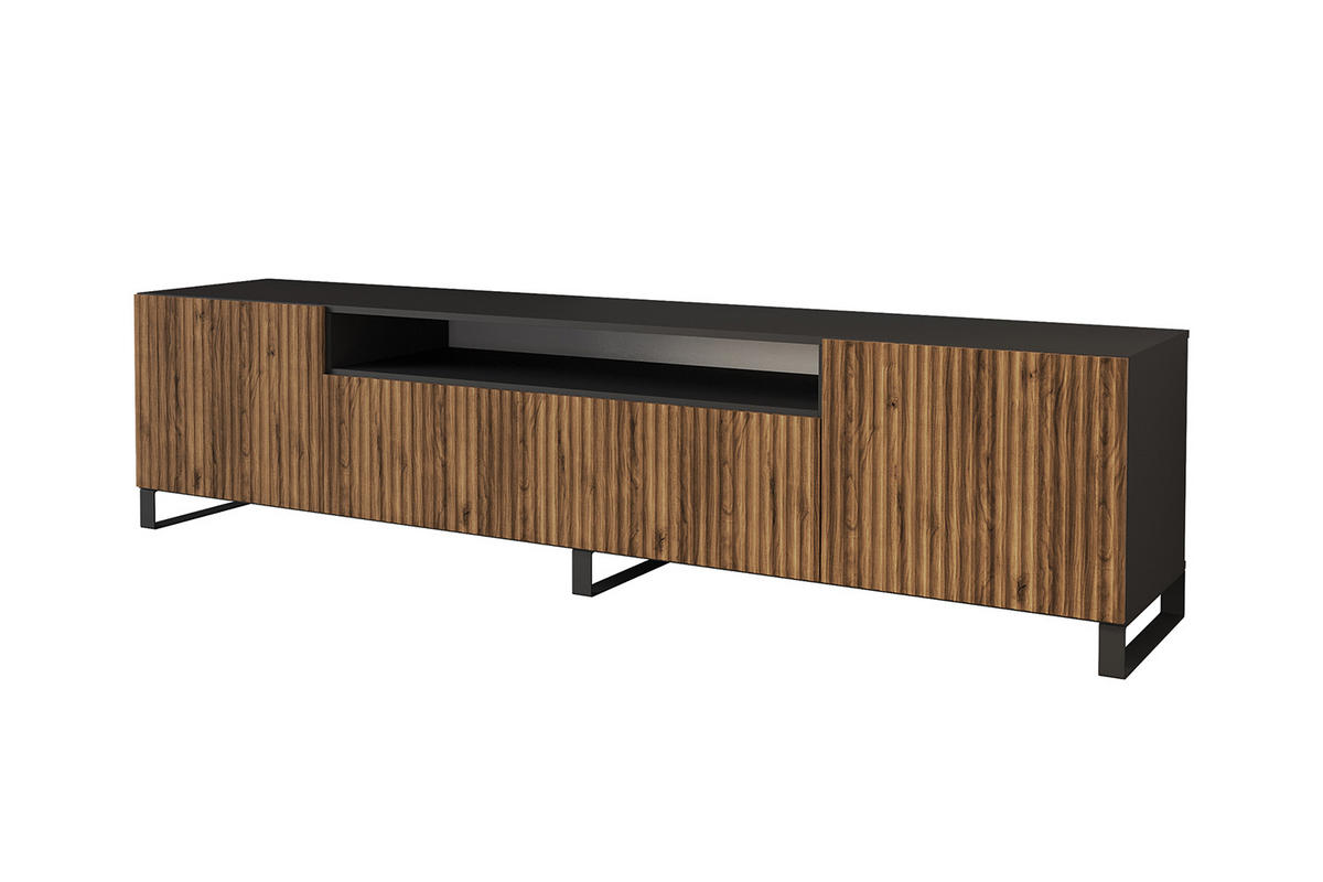 LOWBOARD NOA-2-S 200x53x41 cm - Schwarz / Katania - Eiche Wotan/Schwarz, Holzwerkstoff (200/53/41cm) - ALTDECOR