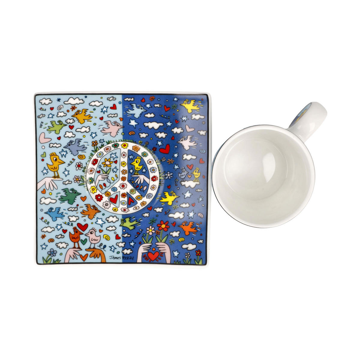 ESPRESSOTASSE James Rizzi - Give Peace a Chance, Fine Bone China, Bunt, 0.1 L - Multicolor, Keramik (0.1L) - Goebel