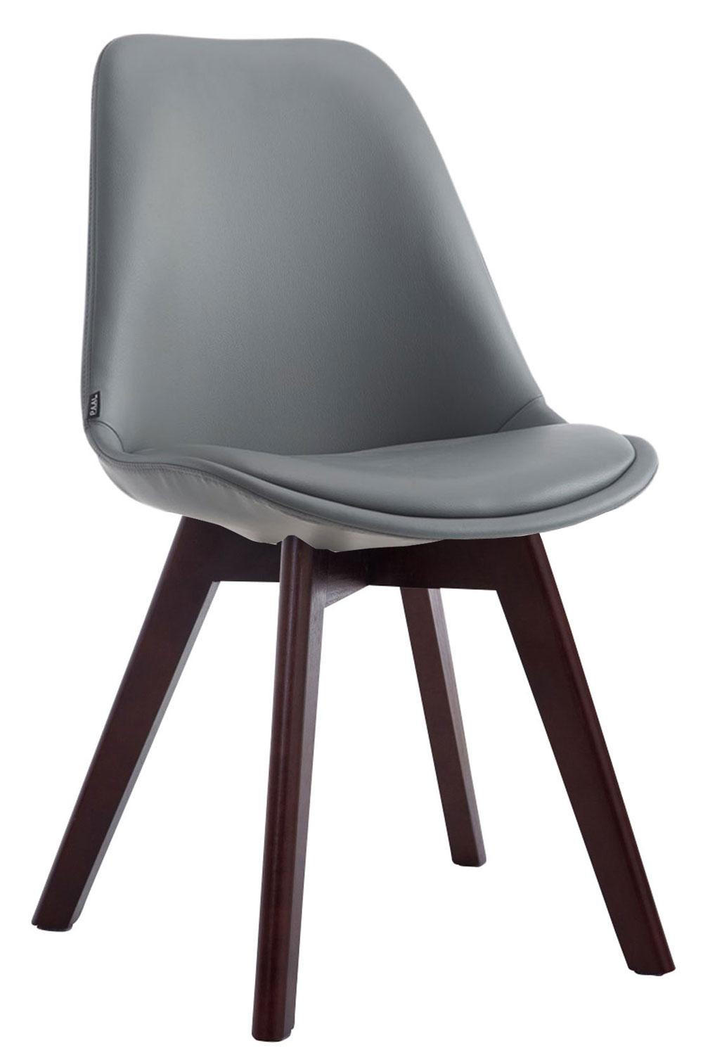 STUHL Lederlook Grau - Walnussfarben/Grau, Holz/Textil (48/84/55cm) - CLP