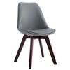 STUHL Lederlook Grau - Walnussfarben/Grau, Holz/Textil (48/84/55cm) - CLP