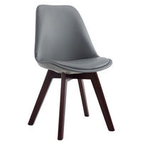 STUHL Lederlook Grau - Walnussfarben/Grau, Holz/Textil (48/84/55cm) - CLP