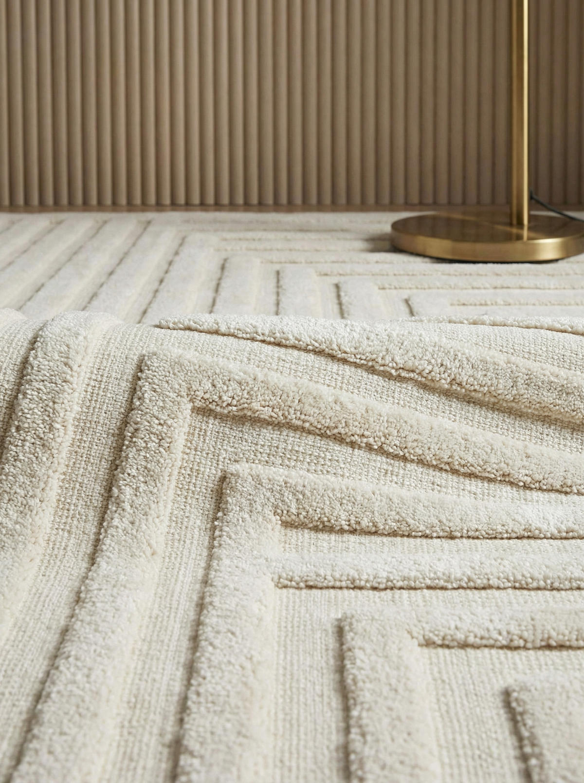 TEPPICH Struktur 3D hoch-tief geometrisch weich pflegeleicht EDEN-Lazonby, Elfenbein 120x170 cm - Champagner, Textil (120/170cm) - KADIMA DESIGN