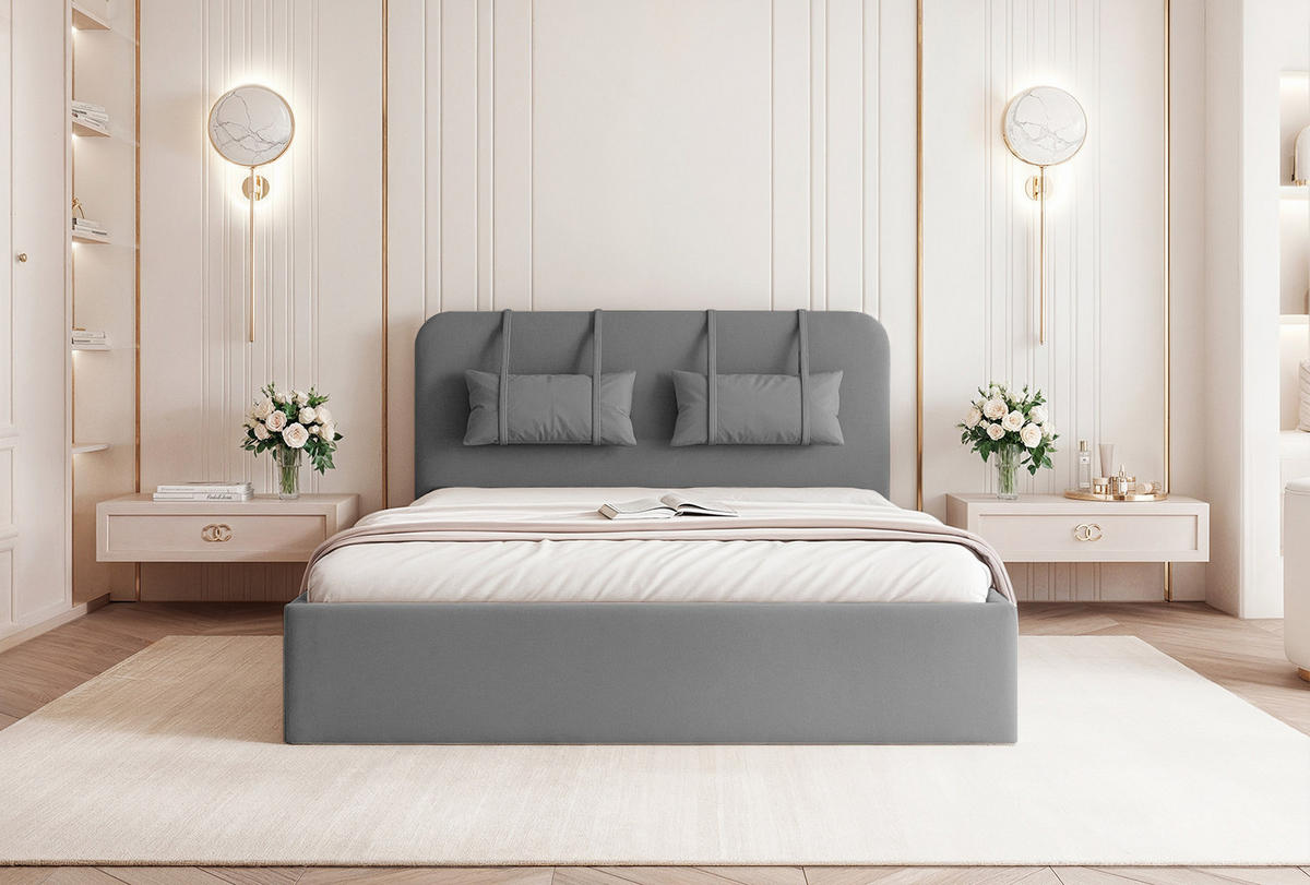 POLSTERBETT Lexal 140x200 cm, Anthrazit - Anthrazit, Textil (200/140cm) - Fedve