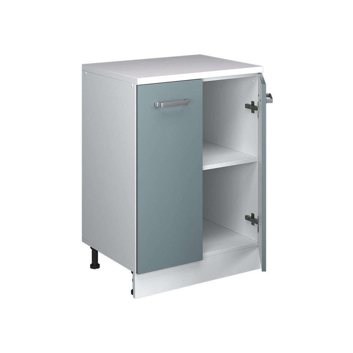 KUHINJSKA OMARA ZA POŠEVNE STREHE R-Line, Modro-siva, 60 cm brez naklona z 2 vrati - bela/modrosiva, leseni material (60/83.8/46cm) - Vicco