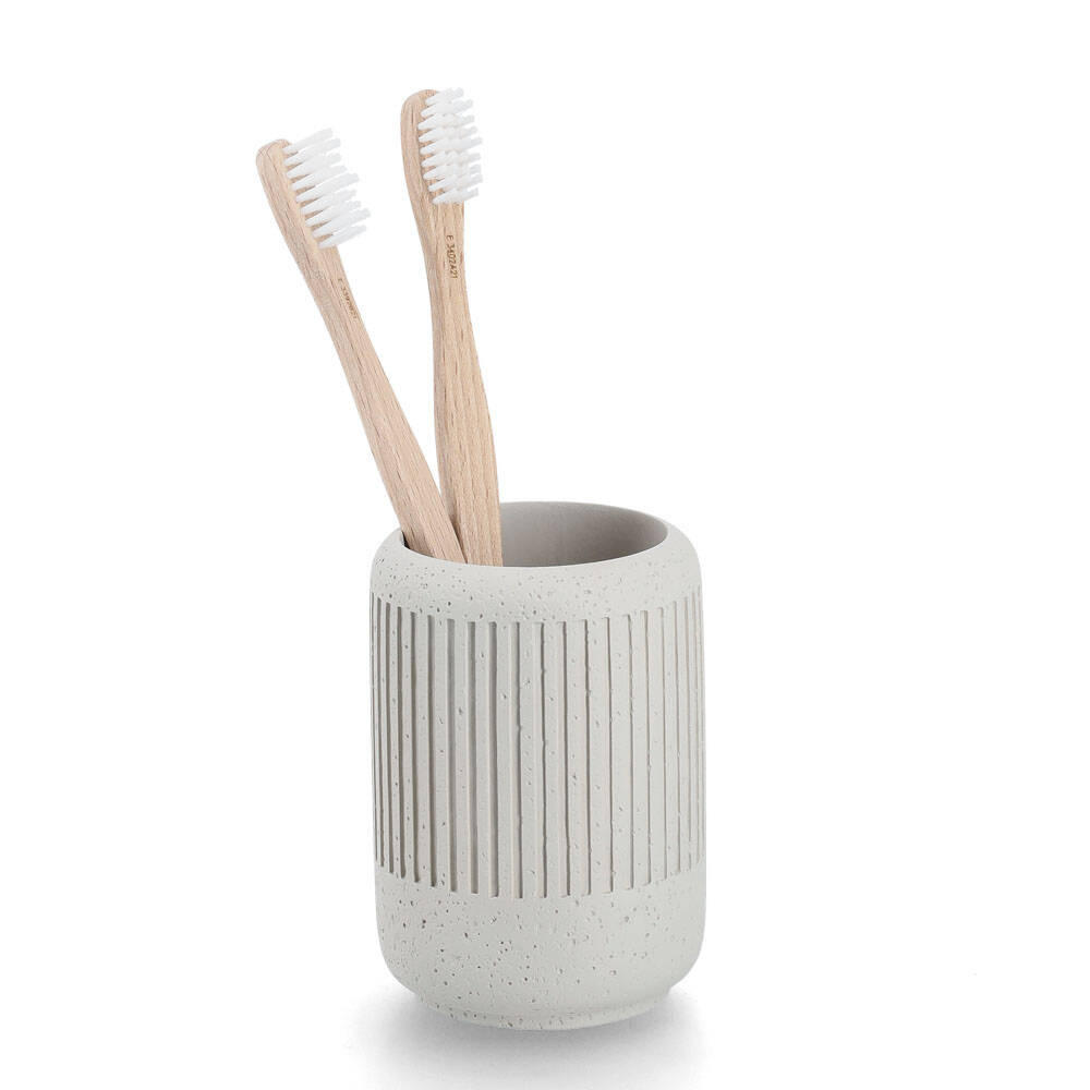 ZAHNBÜRSTENBECHER Cement Ø 7 cm - Weiß, Stein (7/10.2/7cm)