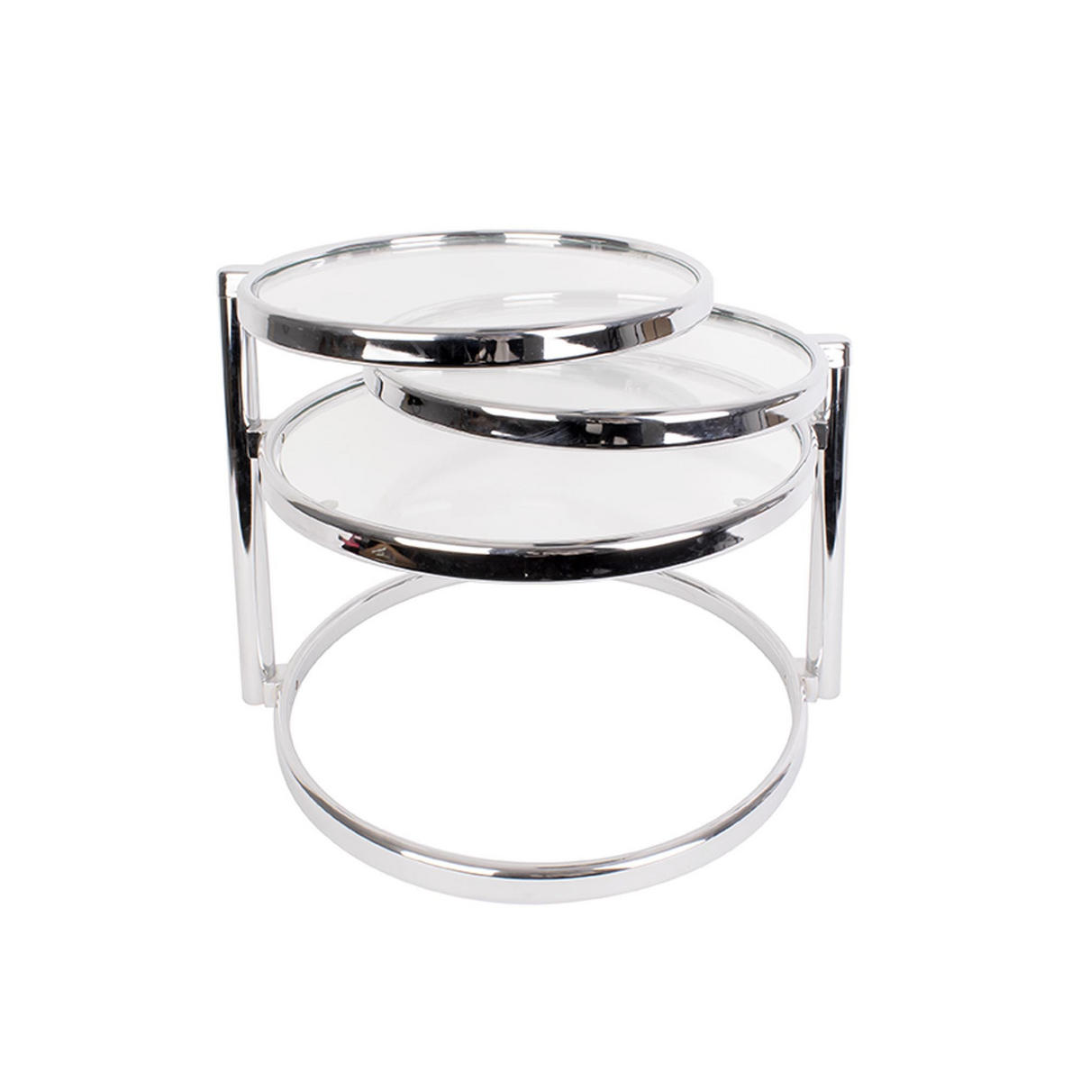 BEISTELLTISCH Double Swivel Chroom 1/58/43 cm - Silberfarben, Glas (1/58/43cm) - Leitmotiv