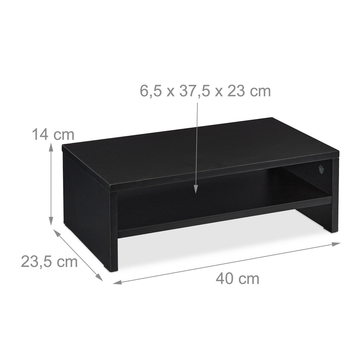 SKÄRMSTÄLL Svart spånskiva med fack - Svart, Träbaserade material (23.5/40/14cm) - Relaxdays