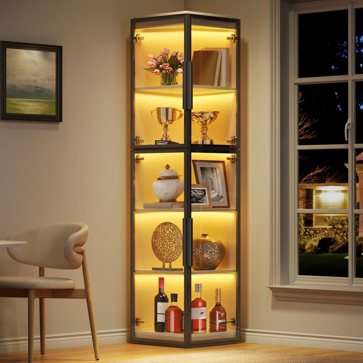 HIGHBOARD mit LED-Beleuchtung 40/40/170 cm in Weiß mit transparenten Acrylflächen - Weiß, Holzwerkstoff (40/170/40cm) - BEAOK