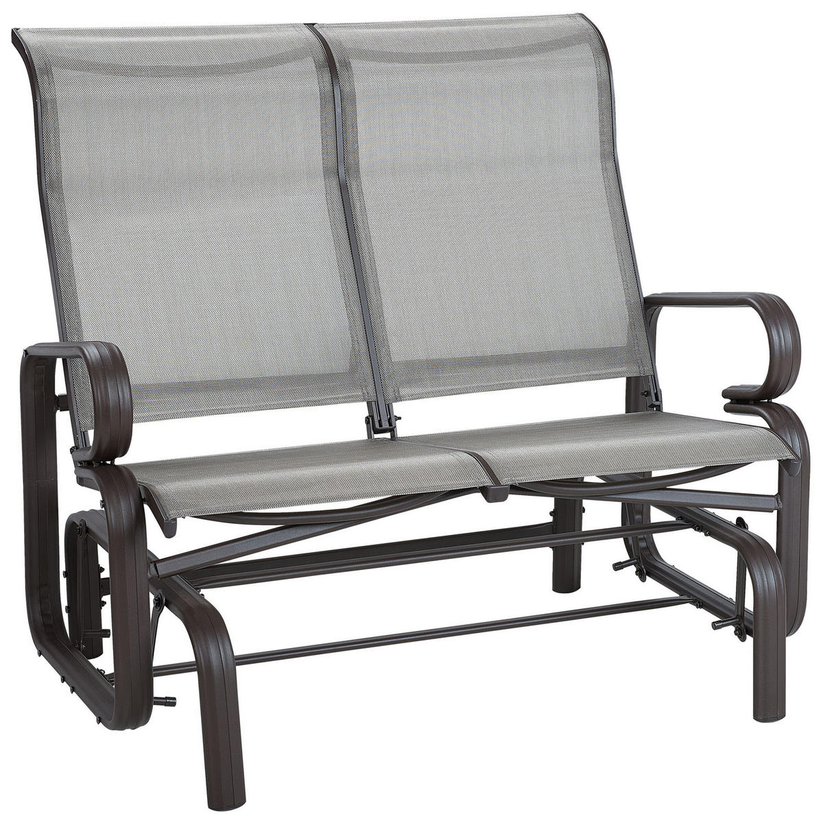 GARTENBANK Aluminium braun Schaukelfunktion 115 cm Borgio - Braun, Metall (114/105/78cm) - Beliani
