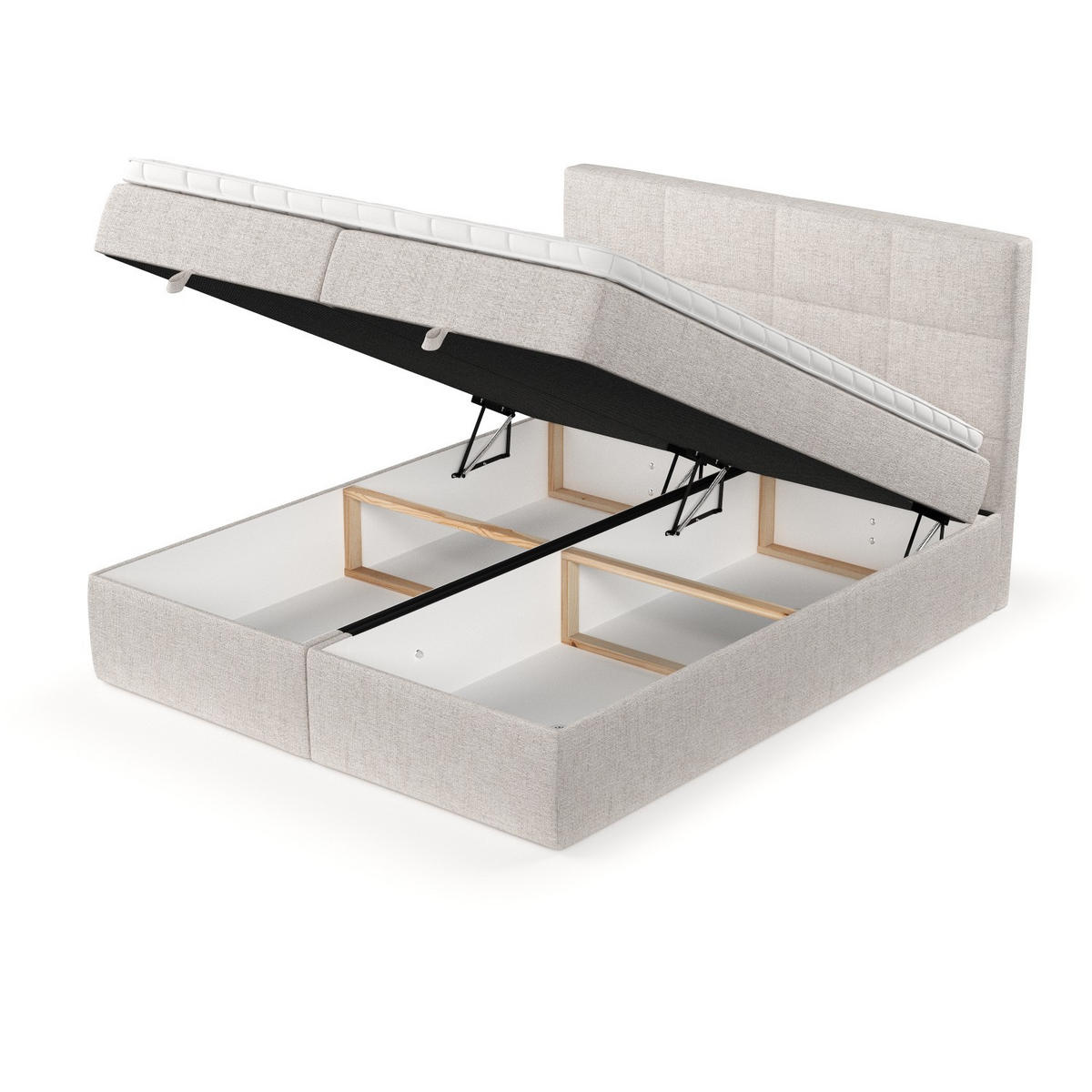 BOXBETT Velto 160/200 cm Hellbeige im Neve Stoff - Sandfarben/Schwarz, Holz/Holzwerkstoff (160/200cm) - AltaBeds