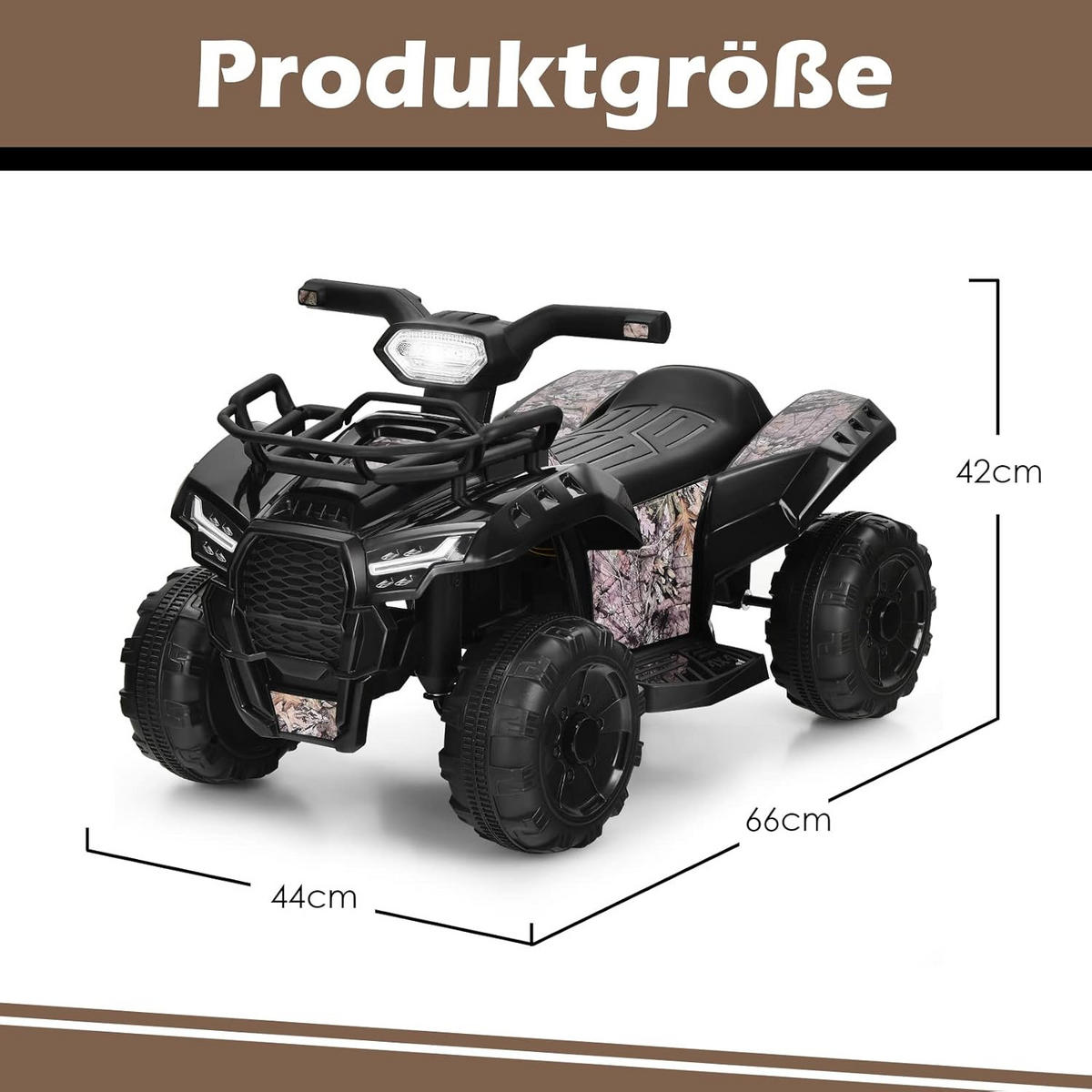 KINDERQUAD 6V Elektro Schwarz - Schwarz, Kunststoff (66/42/44cm) - COSTWAY