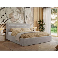POLSTERBETT GOLD 5 CLASSIC 180/200 - Hellgrau Plüsch - ohne Matratze - Hellgrau, Textil (180/200cm) - MKS