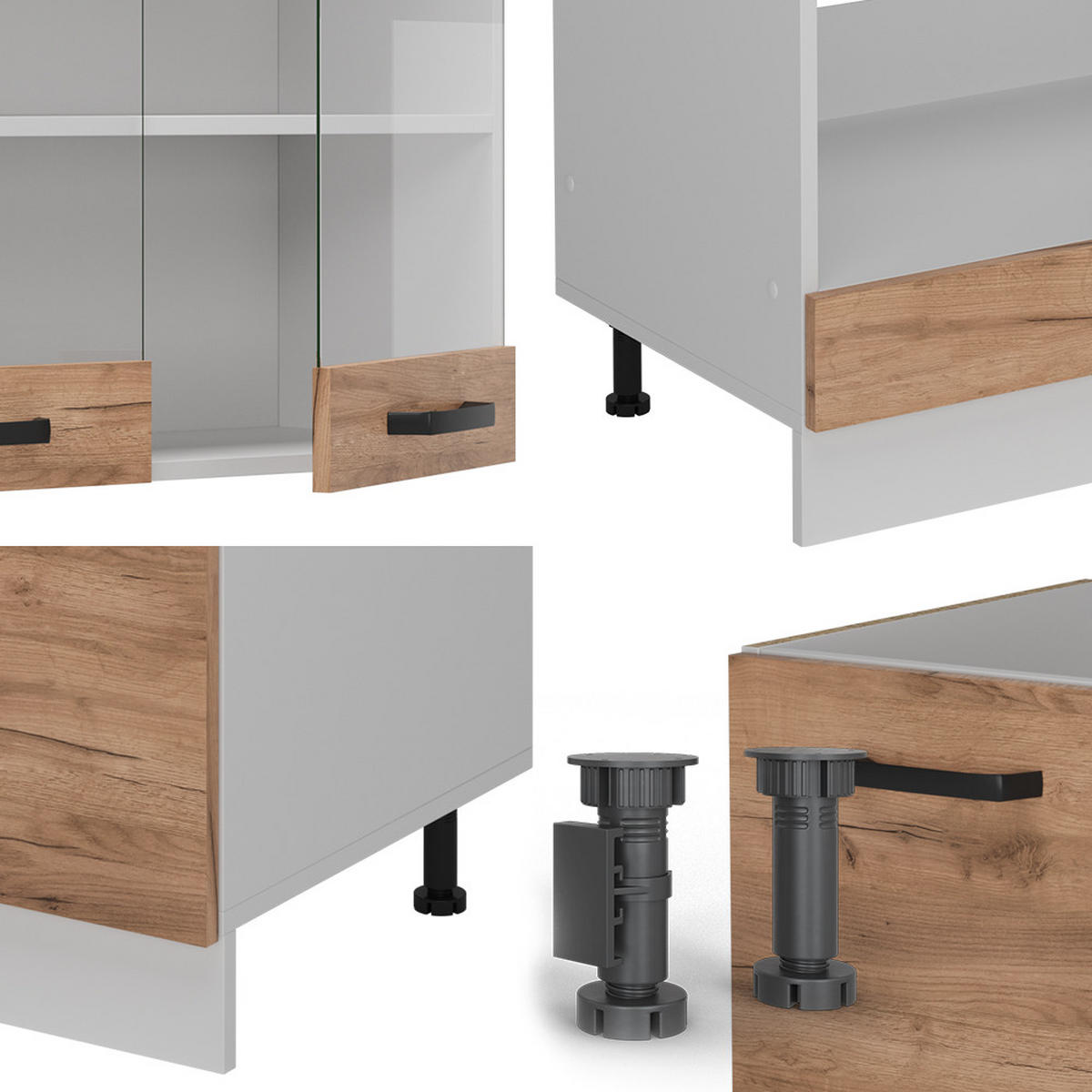 ECKKÜCHE R-Line Goldkraft Eiche/Weiß 227 x 287 cm AP Anthrazit - Eiche Wotan/Weiß, Holzwerkstoff (287/81.6/60cm) - Vicco