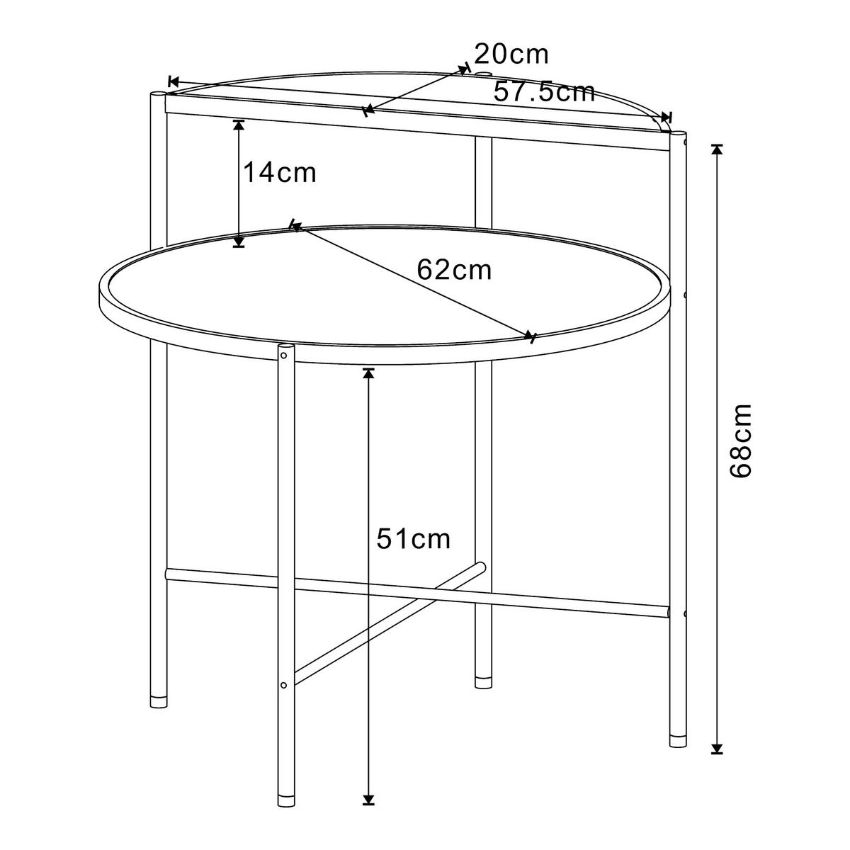 BEISTELLTISCH Fyresdal - Eichefarben/Schwarz, Holzwerkstoff/Metall (62/62/68cm) - [en.casa]