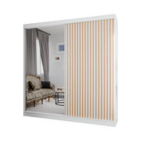 SCHIEBETÜRENSCHRANK LAMELIS - Eiche Wotan/Weiß, Holzwerkstoff (200/215/61cm) - Meblini