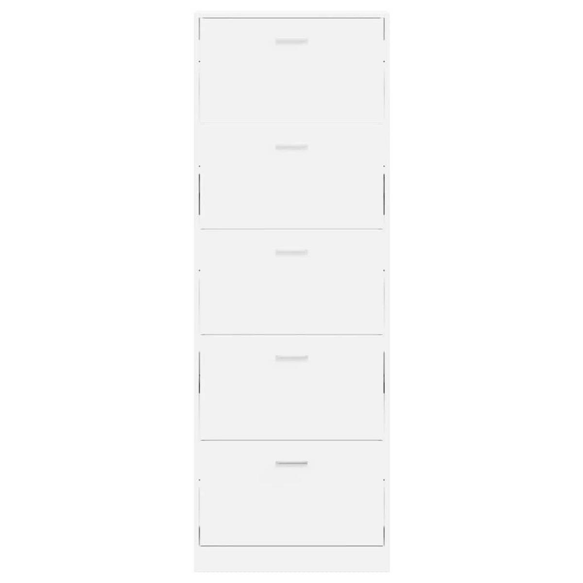 SCHUHSCHRANK Mit 5 Schuhkippern Weiss Holz - Weiß, Holz (17/169/59cm) - vidaXL