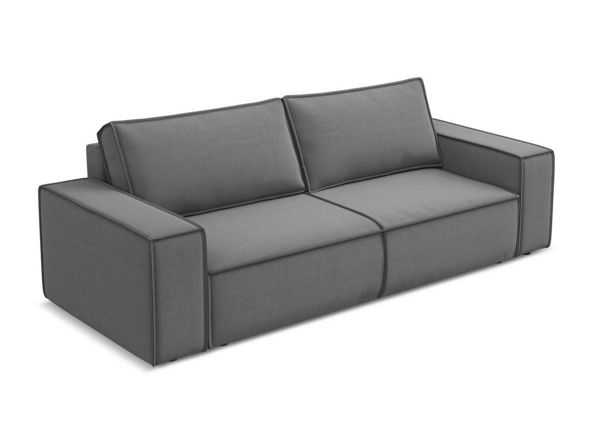 3-SITZER SOFA mit Schlaffunktion Samt Stoff Grau - Schwarz/Grau, Kunststoff/Textil (255/85/105cm) - Makamii