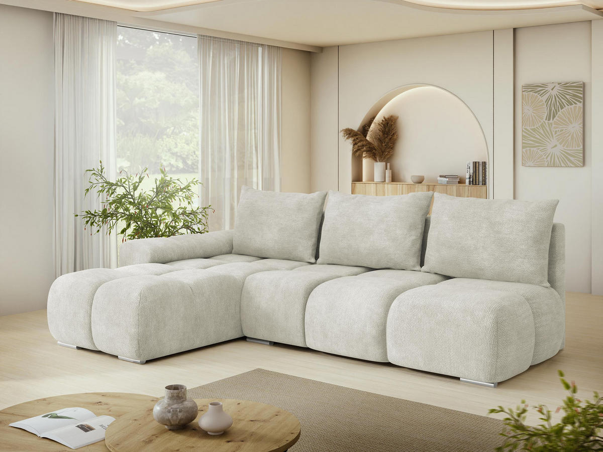 ECKSOFA Bestii, Seite: Links - Sandfarben/Schwarz, Holz/Kunststoff (270/183cm) - MIRJAN24