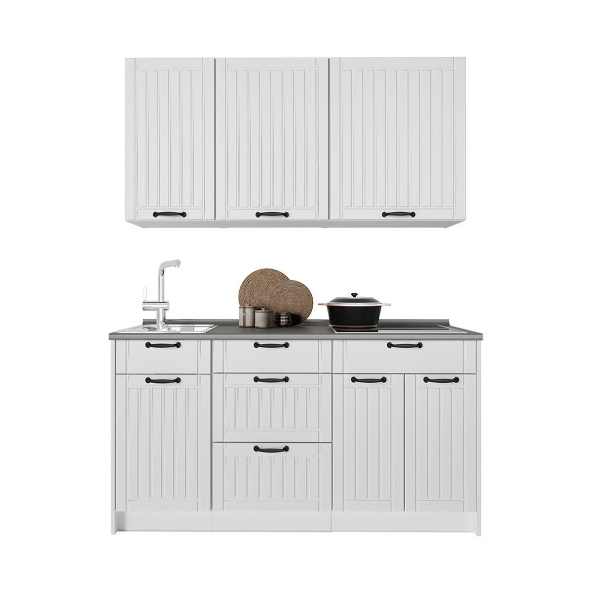 SAMOSTATNÁ KUCHYŇA Fame-Line, Biely vidiecky dom/biely, 150 cm, AP Antracit - biela, kompozitné drevo (150/82/60cm) - Vicco