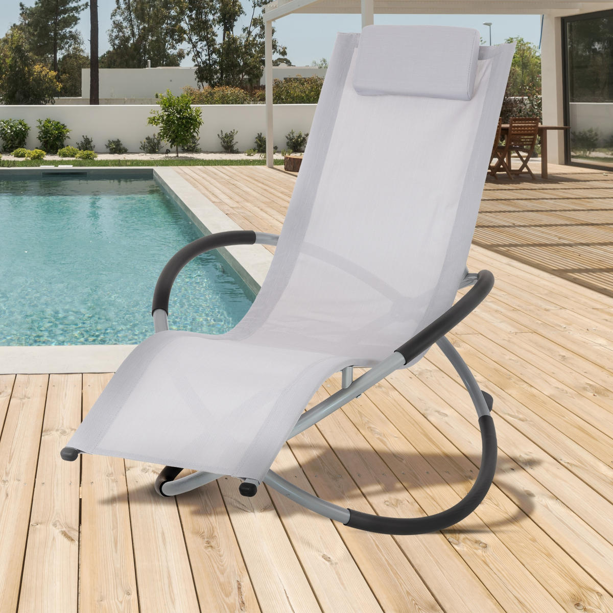 SCHAUKELLIEGE samt Hellgrau - Grau, Metall (74/90/150cm) - ECD-Germany