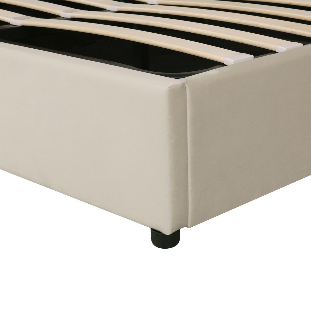 POLSTERBETT mit Bettkasten 140x200 cm Samt Beige inkl. Lattenrost - Beige, Metall (140/200cm) - Meubliv