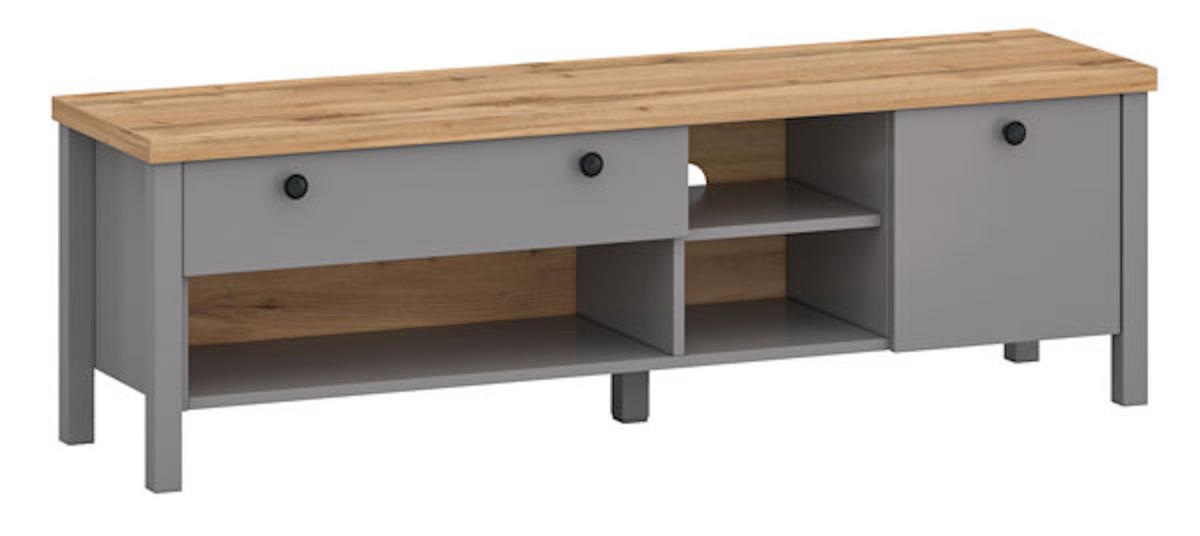 LOWBOARD Melini schiefergrau / Eiche Delano hell 146 / 38 / 46 cm - Grau, Holz/Holzwerkstoff (146/46/38cm) - Feldmann-Wohnen