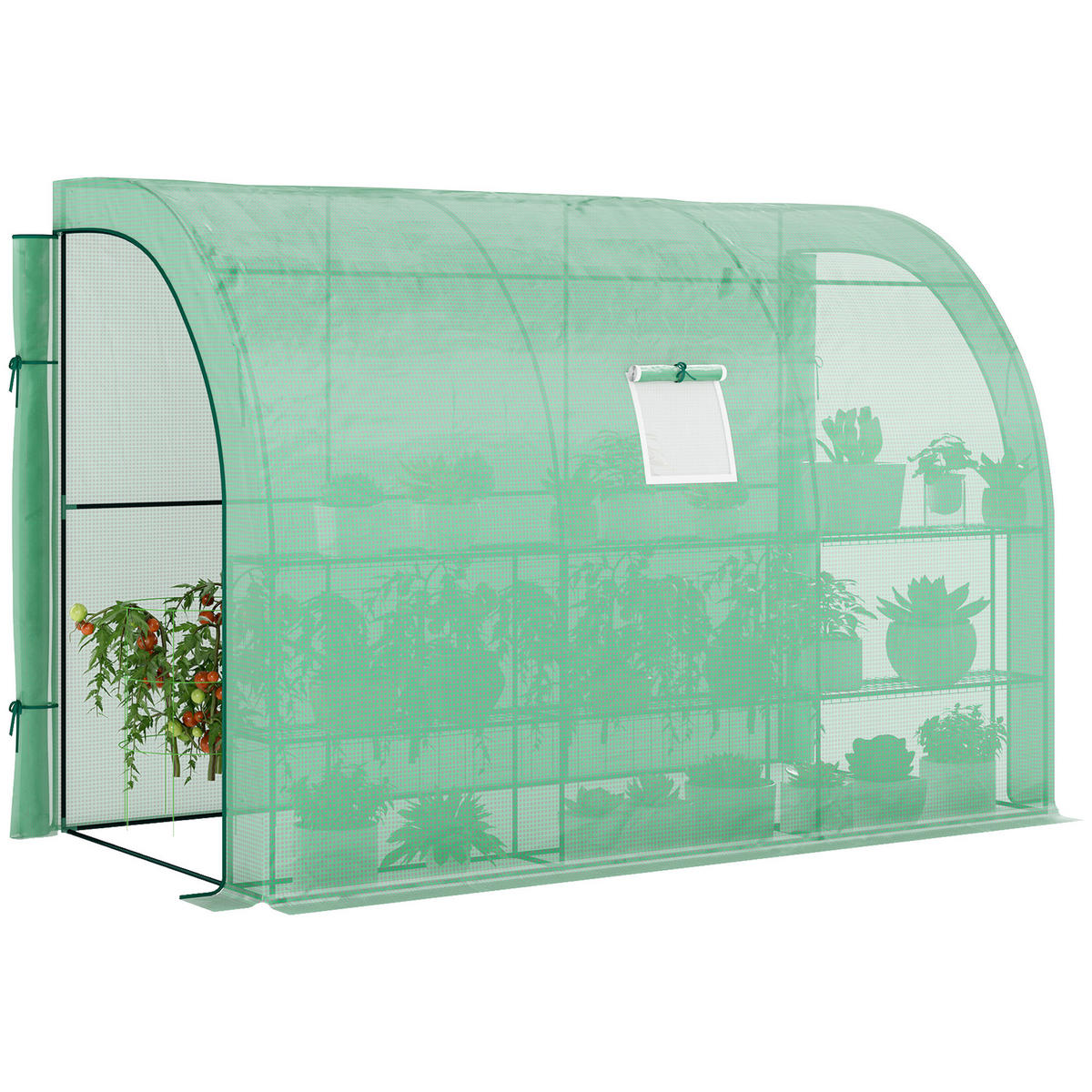 GEWÄCHSHAUS, 300L x 150B x 213H cm - Grün, Kunststoff/Metall (150/213/300cm) - Outsunny