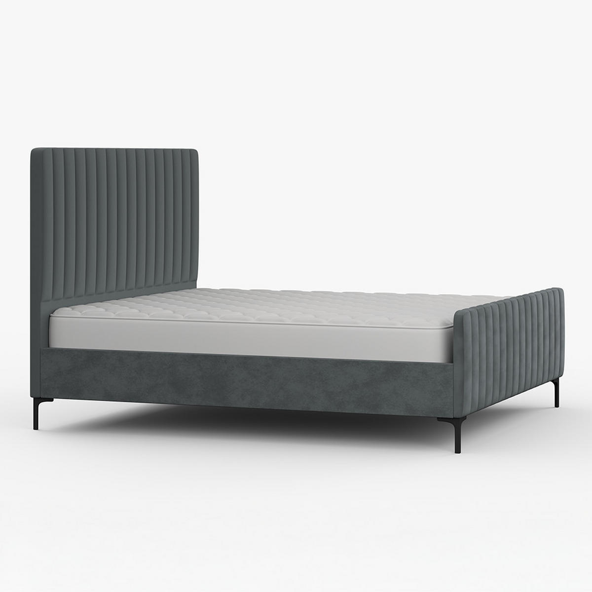 POLSTERBETT AURORA, Lattenrost, ohne Bettkasten, gepolsterte Kopfstütze 160/200 in Grau - Schwarz/Grau, Holz/Textil (160/200cm) - imoebel24