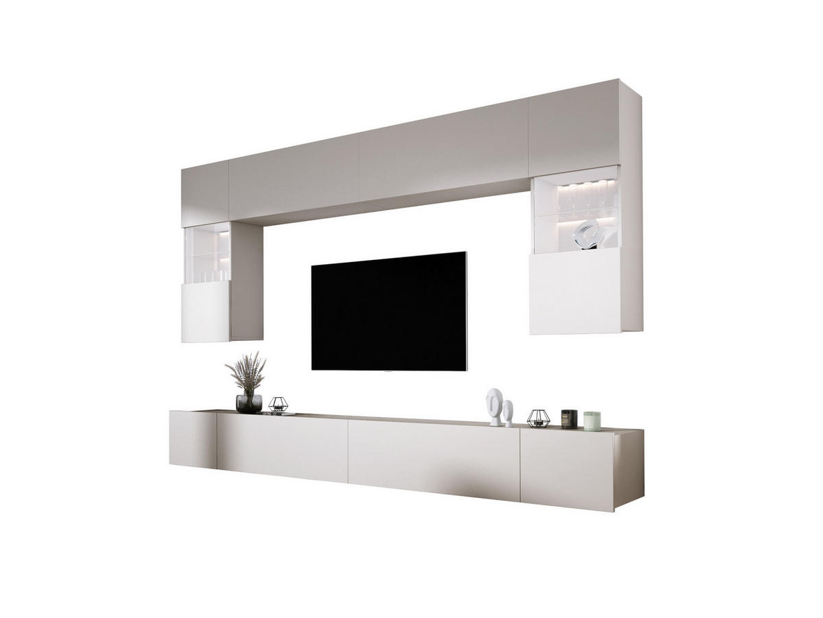 WOHNWAND Kaschmir, Breite: 300 cm, Höhe: VERSTELLBAR cm, Tiefe: 42 cm - Kaschmir, Holzwerkstoff (300/200/42cm) - 3XE LIVING