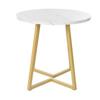 ESSTISCH Rund Marmormuster Metallgestell Weiß/Gold - Weiß, Holzwerkstoff (80/80/75cm) - FLIEKS