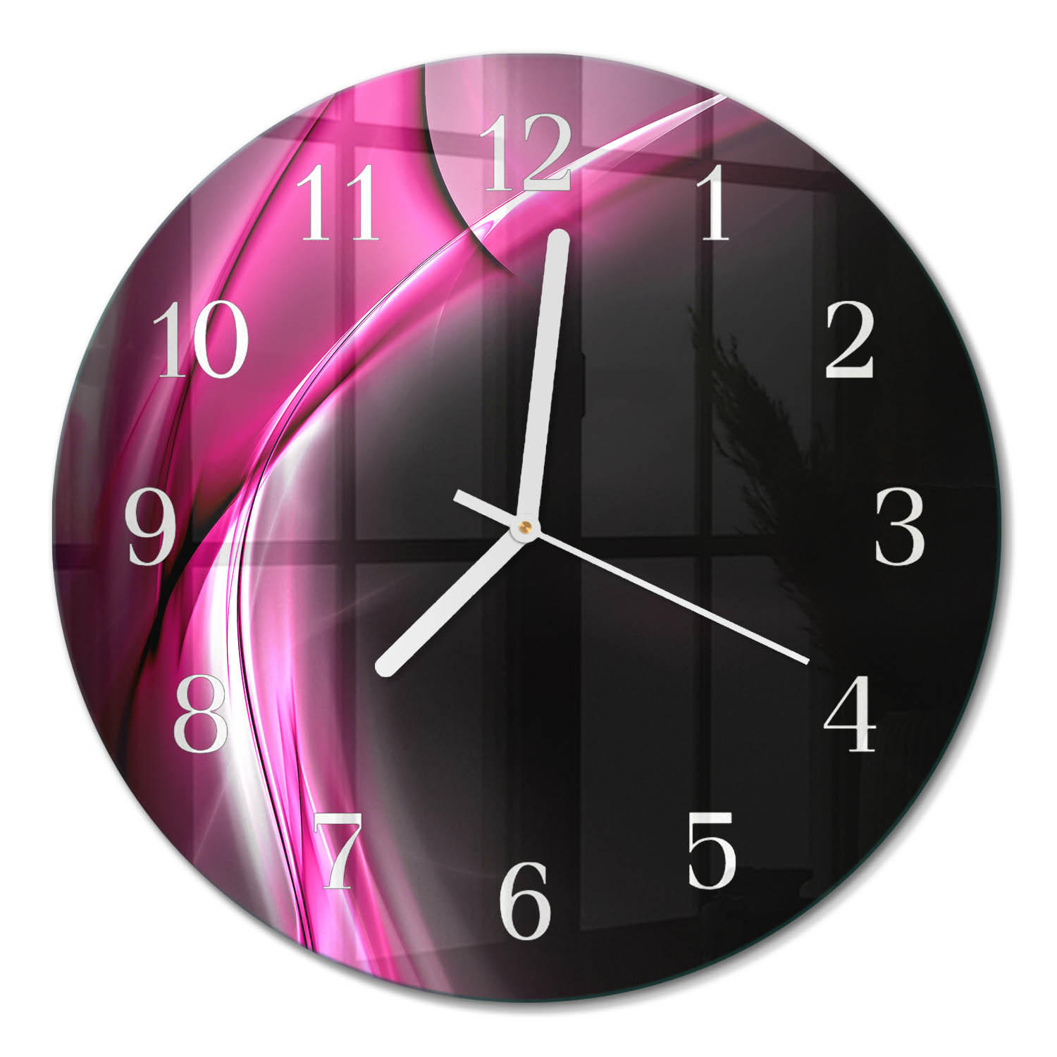 WANDUHR fi30 cm - Abstrakte Linien - Lila, Glas (30/30/0.4cm) - TULUP