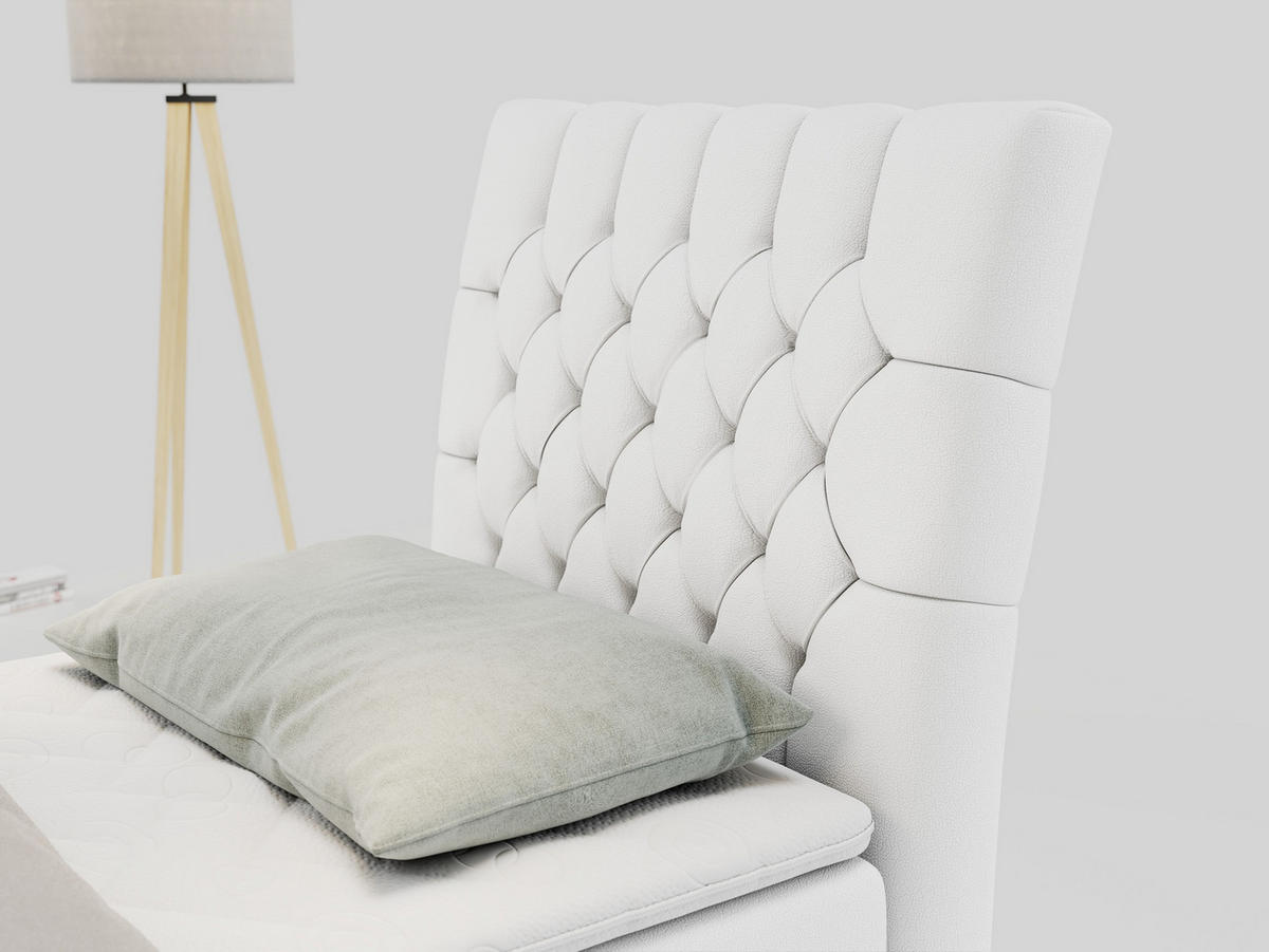 BOXBETT MILEN 90/200 Weiß Kunstleder - H3 - Rechts Seite - Weiß, Holz/Textil (90/200cm) - MKS