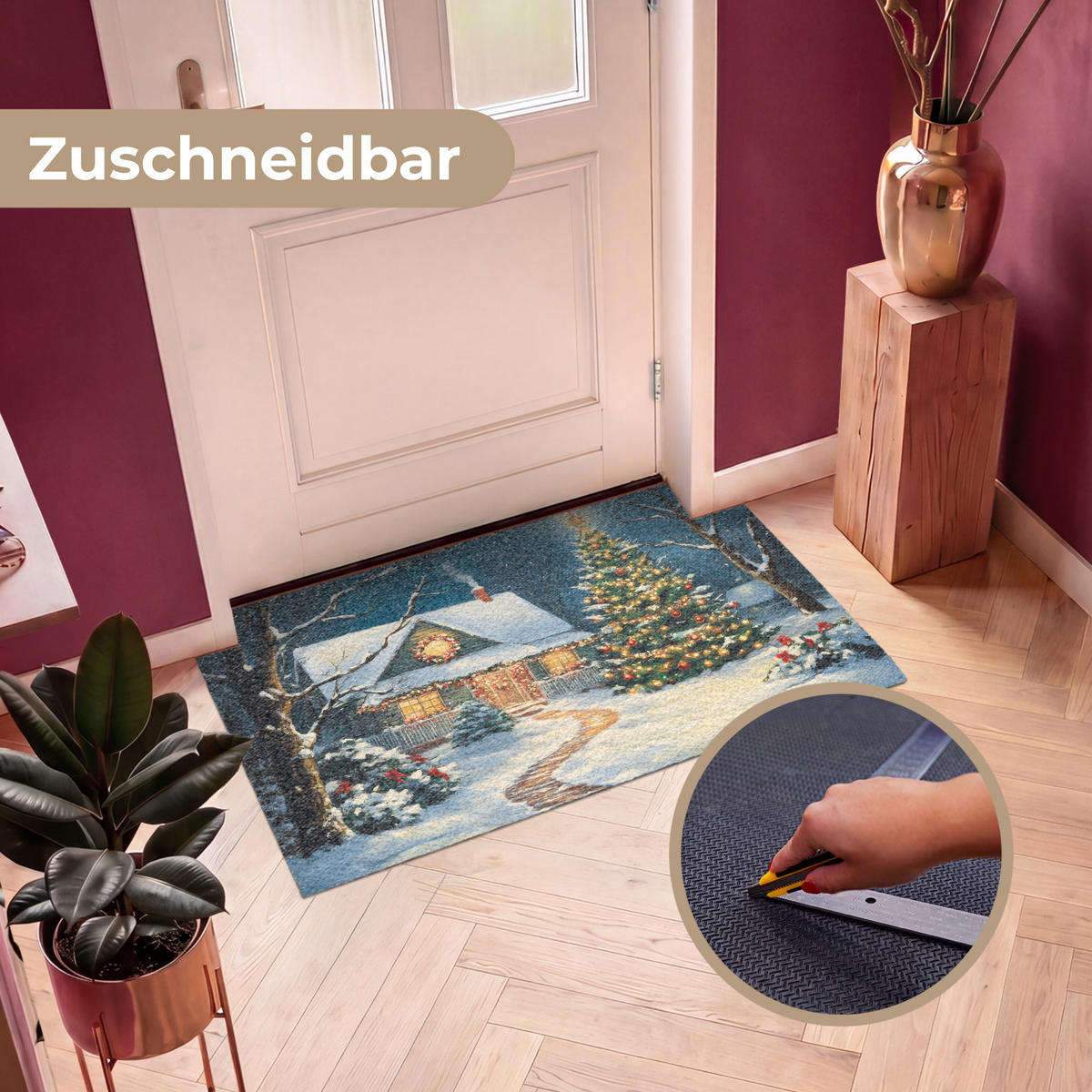 ROHOŽKA Vánoce - Vánoční stromek - Zima - Domov - Sníh 120x80 cm - různobarevná, textil/umělá hmota (120/0.4cm) - MuchoWow
