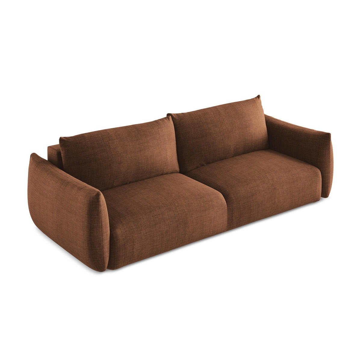 3-SITZER SOFA mit Schlaffunktion Strukturstoff Orange - Terracotta/Schwarz, Holzwerkstoff/Kunststoff (230/90/105cm) - LaMiaSofa