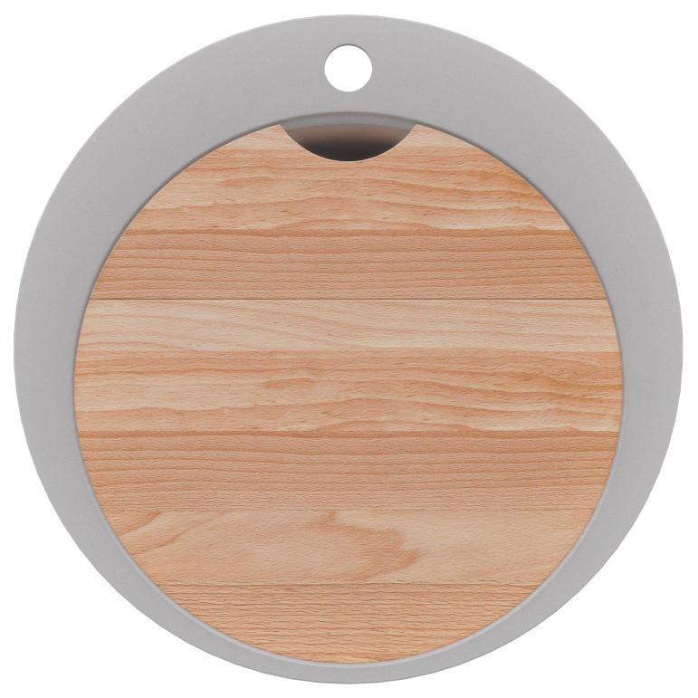 SPÜLBECKEN RUND Pisa, 2-er set Grau 50/50 cm 1 Becken + Ablauf-Set + Schneidebrett ab 45er Unterschrank - Beige/Grau, Kunststoff (50/20/50cm) - Primagran