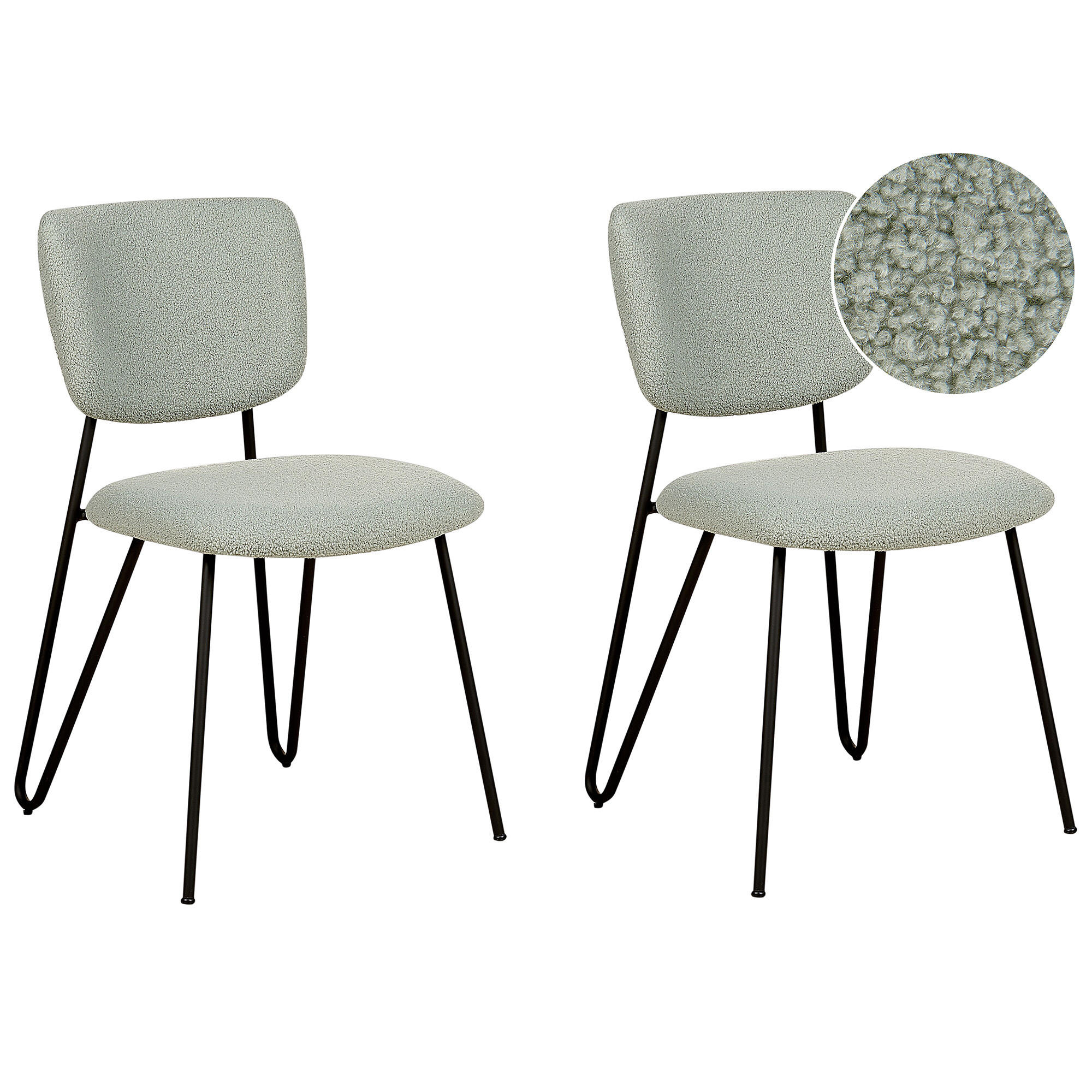 SCAUN DE BUCATARIE set de 2 bouclé verde deschis Nelko