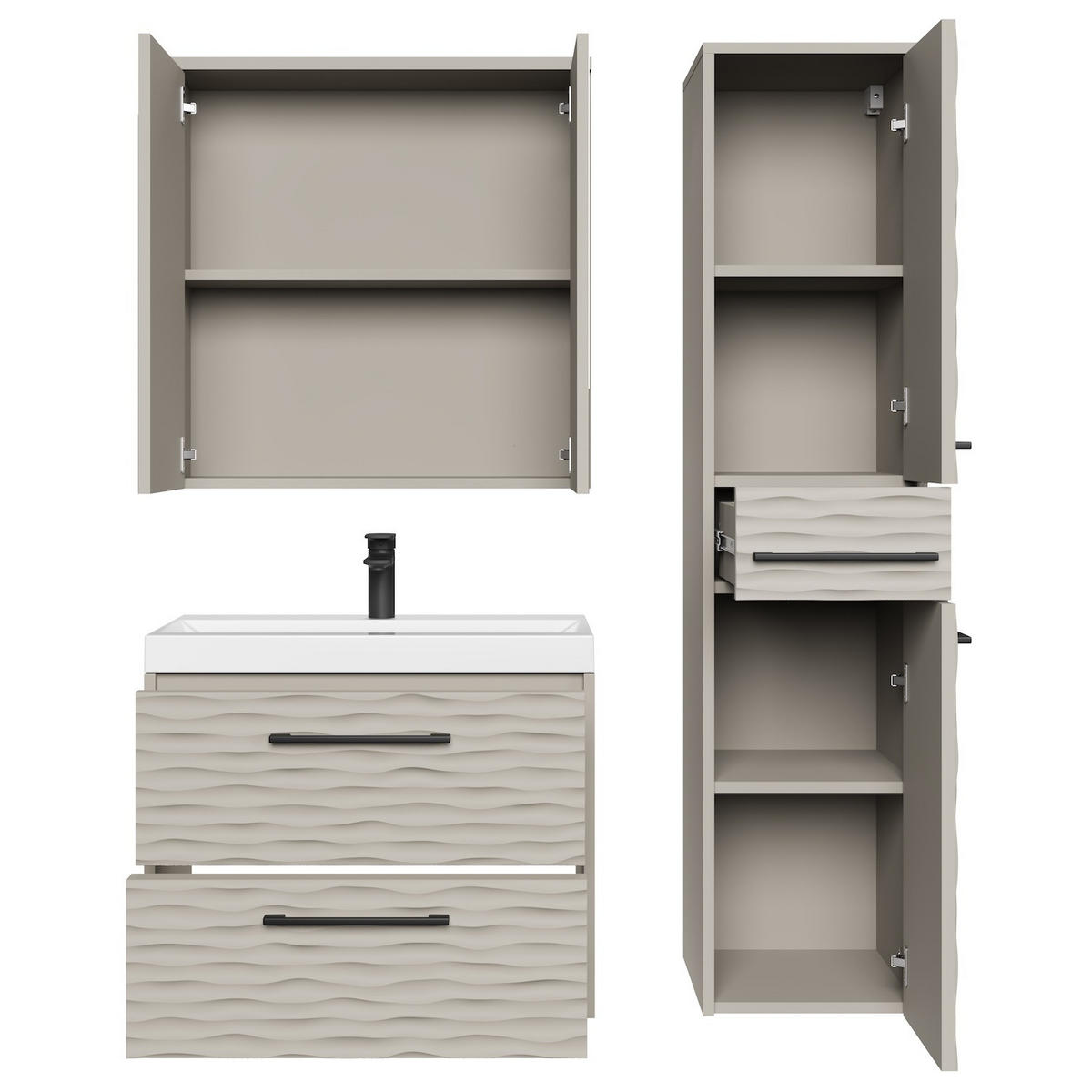 BADMÖBEL-SET Etna 4 Teile Cashmere - 60 x 35 x 51 cm - Kaschmir, Holz (60/51/35cm) - Badplaats