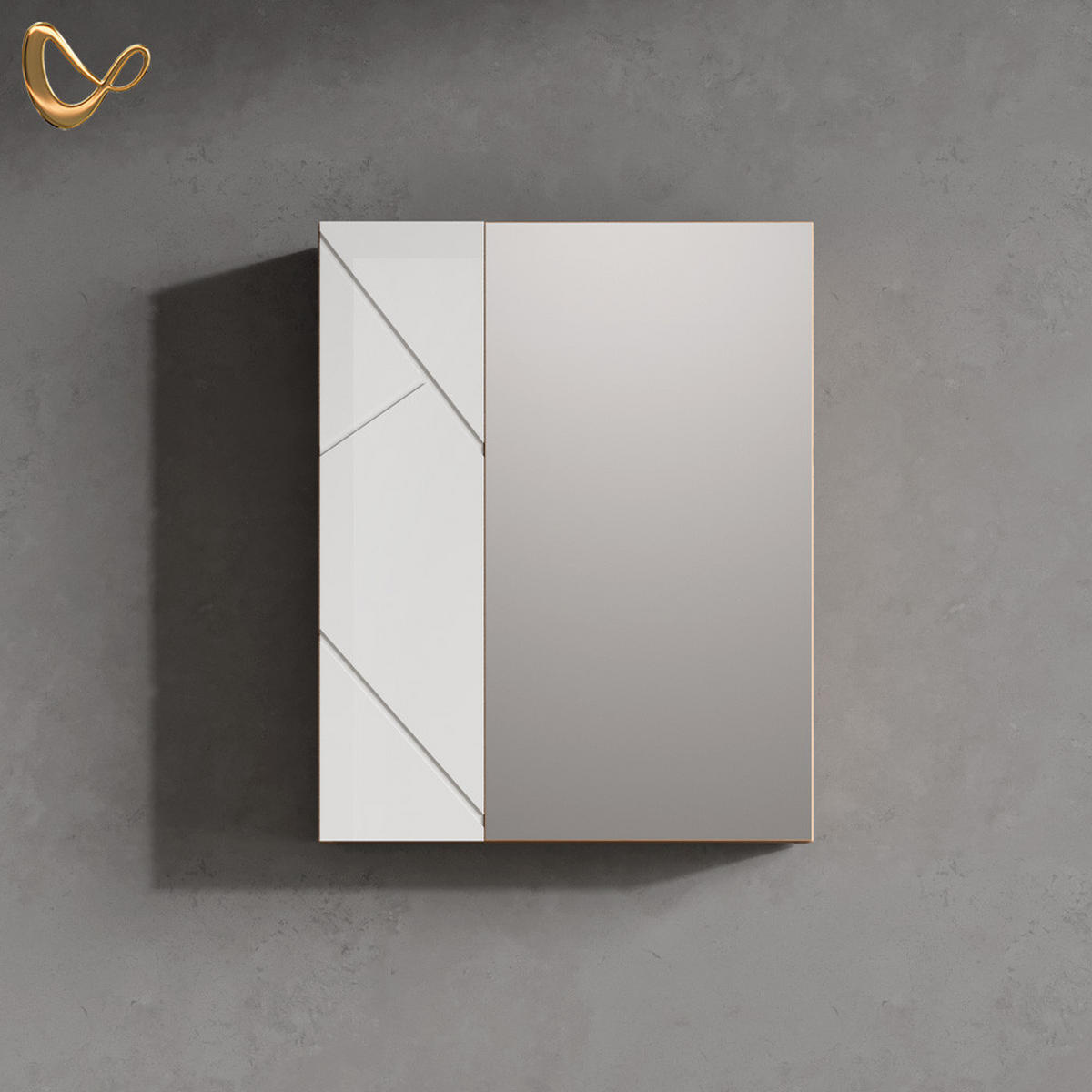 SPIEGELSCHRANK Ronco Weiß/Eiche 60 x 75 cm - Eiche Wotan/Weiß, Holzwerkstoff (60/75/17.2cm) - Livinity®