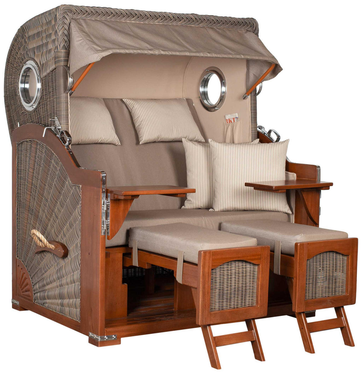 STRANDKORB XXL Düne Grande 2,5 Sitzer - Taupe/Braun, Metall (142/170/95cm) - Mr. Deko