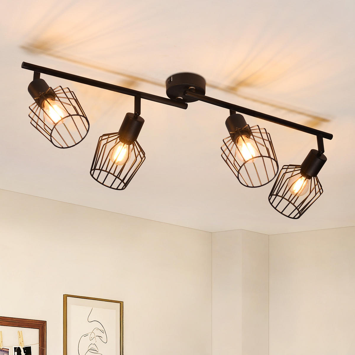 STRAHLER Franziska 4-flammig 75/24/10 cm - Schwarz, Metall (75/24/10cm) - Nettlife