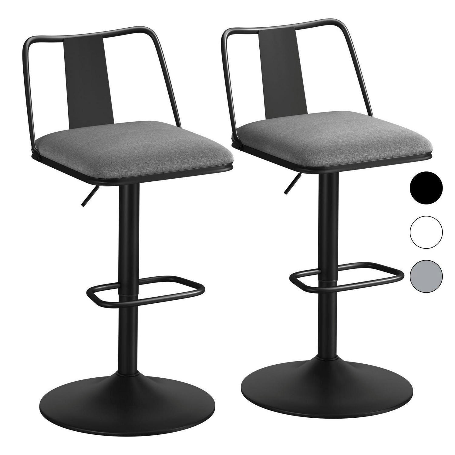 BARHOCKER 2-teiliges Set höhenverstellbar mit Rückenlehne Grau Textil - Grau, Textil (43/102/43cm)