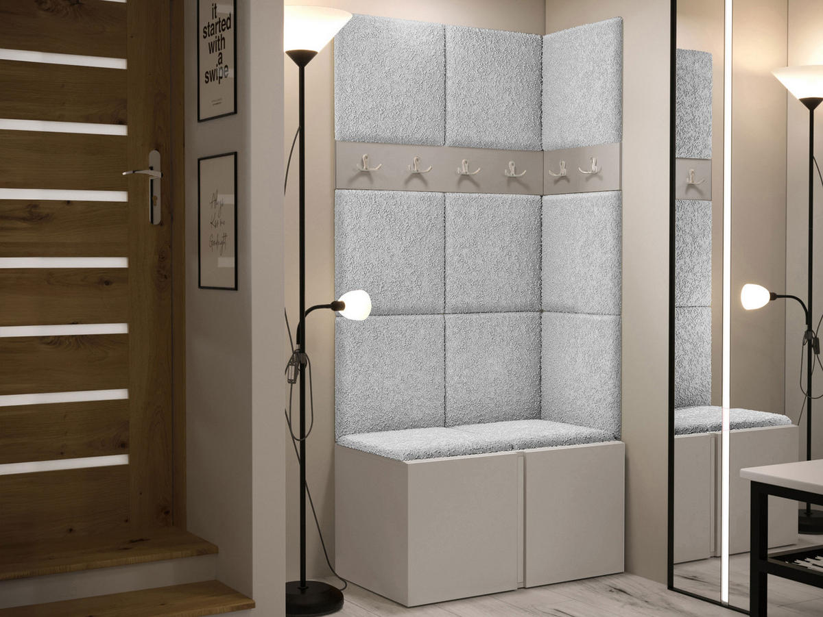 GARDEROBEN-SET Orion I - Kaschmir/Hellgrau, Holzwerkstoff/Kunststoff (84/186/46cm) - MIRJAN24