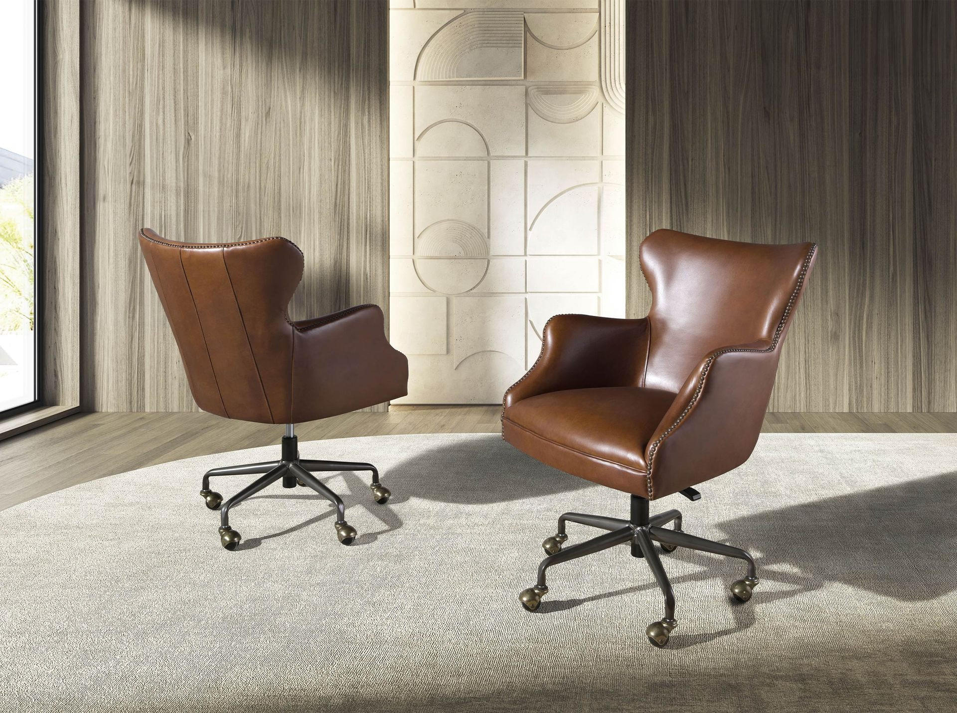 CHEFSESSEL asymmetrisch Dunkelbraun Stahl 64/74/92 cm - Braun, Leder/Metall (64/92/74cm) - ANGEL CERDA