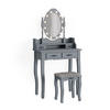 SCHMINKTISCH Maggie Grau 75 cm mit LED Beleuchtung und Hocker - Grau, Holzwerkstoff (75/146.5/40cm) - Vicco