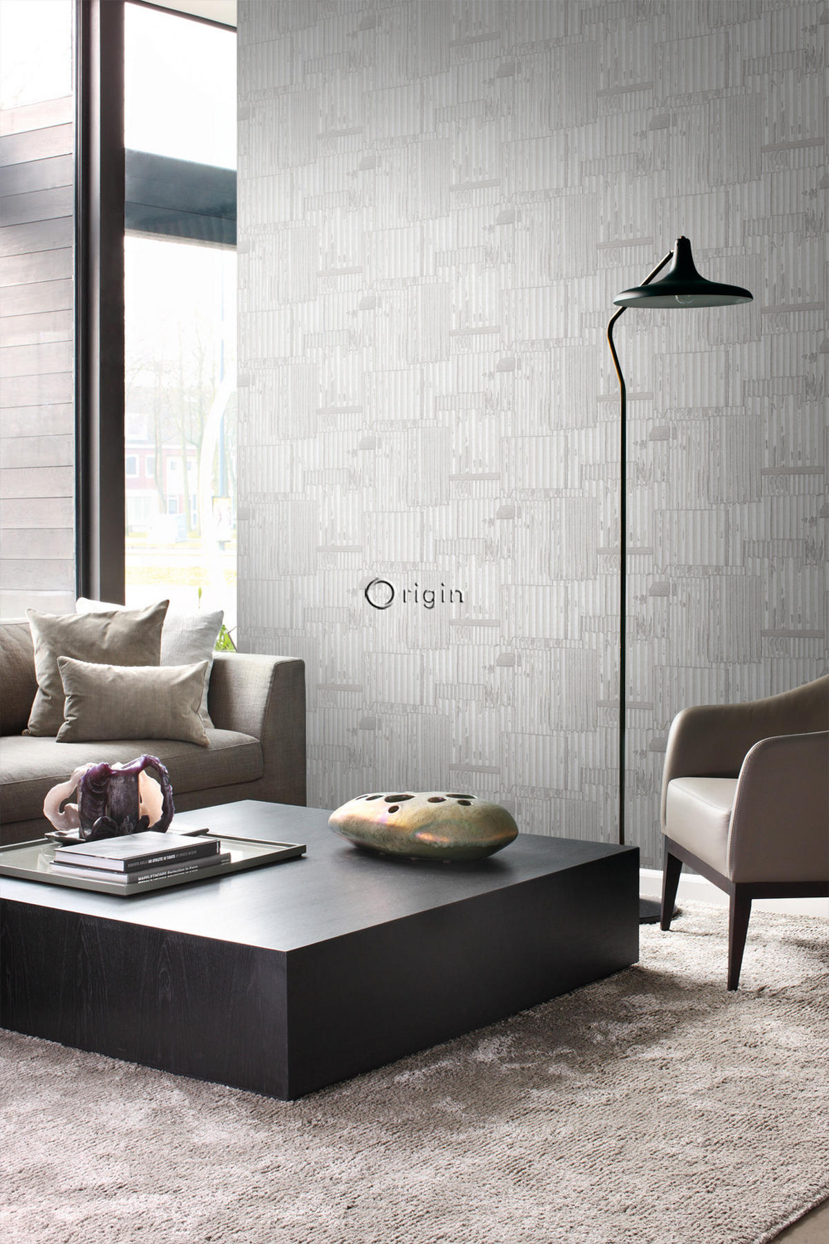 TAPETE industrielle Wellplatten aus Metall 3D 53 cm x 10.05 m - Weiß, Papier (53/1000cm) - Origin Wallcoverings