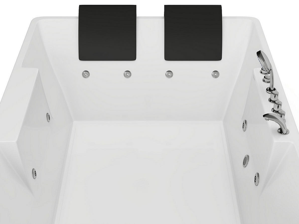 WHIRLPOOLBADEWANNE - 2 -Sitzer - Acryl - weiß - THALASSA - Weiß, Kunststoff (182/62/122cm) - Vente-Unique