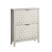 SCHUHSCHRANK 80 cm mit 2 Klappen, verstellbaren Fächern und Kippschutz aus MDF, Retro-Weiß - Weiß, Holzwerkstoff (80/97.5/24cm) - Redom