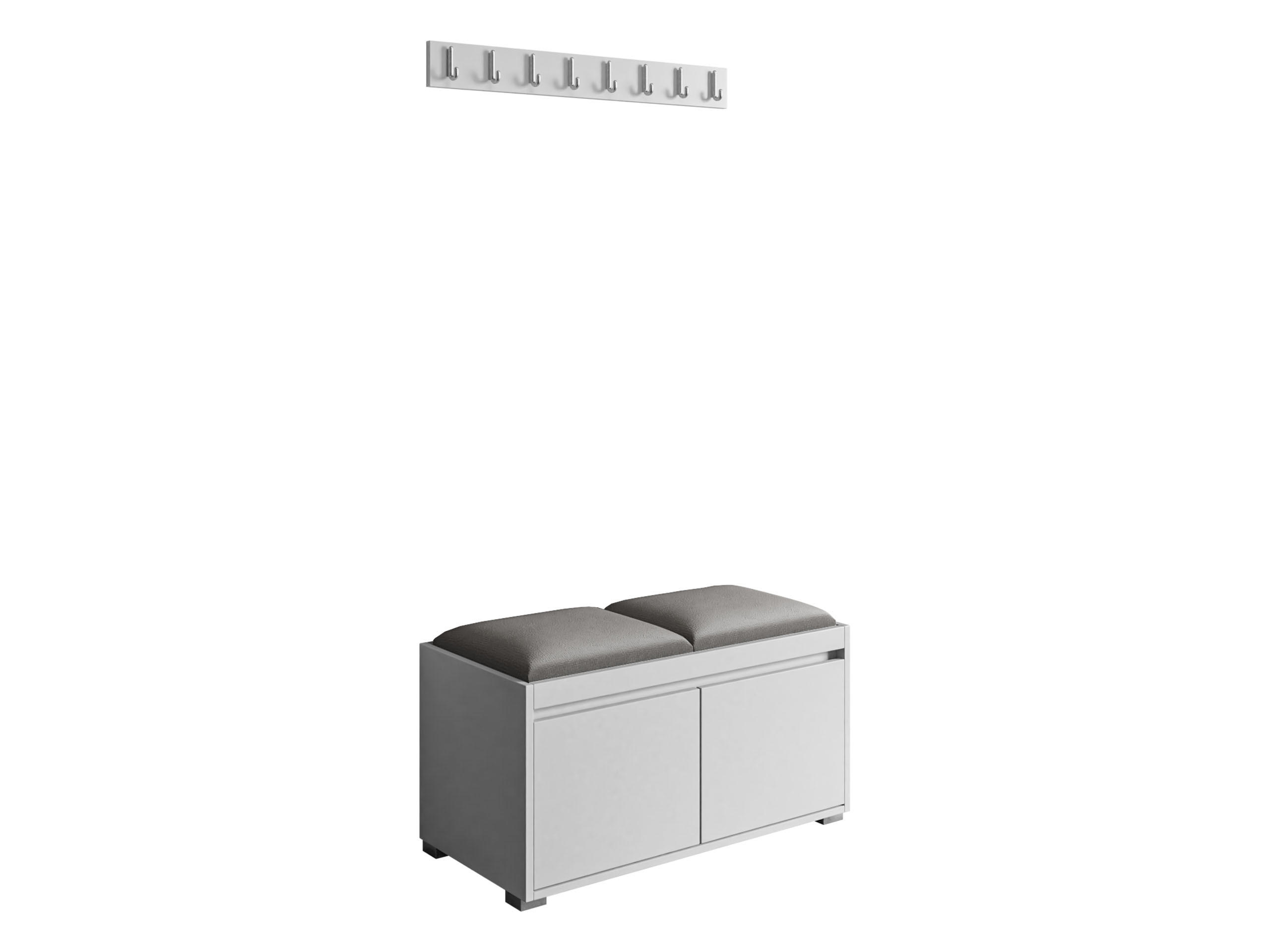 GARDEROBEN-SET Grawis 80 I - Silberfarben/Grau, Holzwerkstoff/Kunststoff (84.5/45/34cm) - MIRJAN24