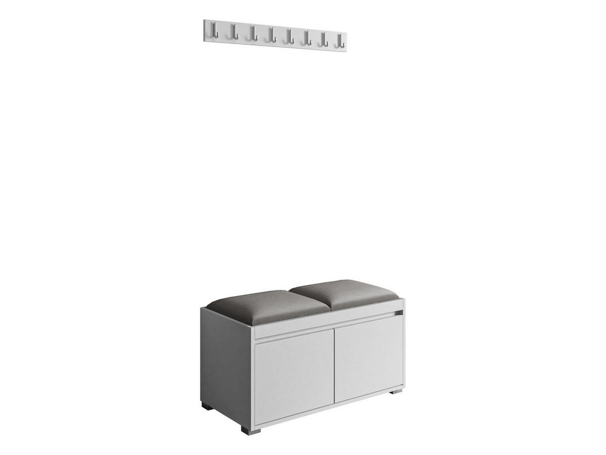 GARDEROBEN-SET Grawis 80 I - Silberfarben/Grau, Holzwerkstoff/Kunststoff (84.5/45/34cm) - MIRJAN24