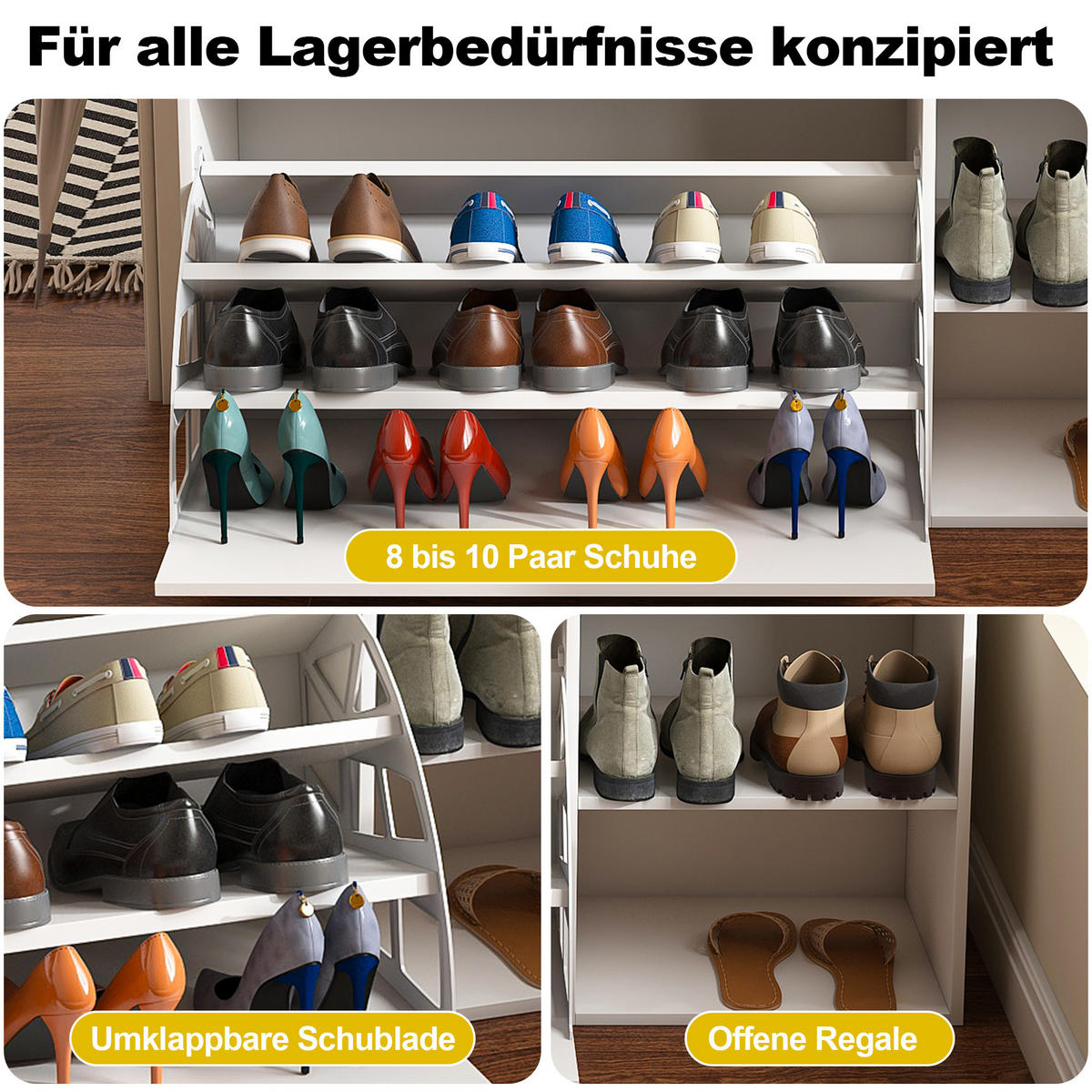 SCHUHBANK weiß & pu-leder, mit staufach & gepolsterter sitzfläche - Weiß, Holzwerkstoff (100/52/30cm) - Urban Meuble